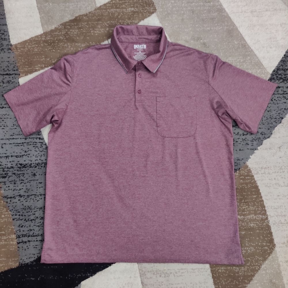 Duluth Trading Standard Fit Mens Burgundy Gray Short Slee